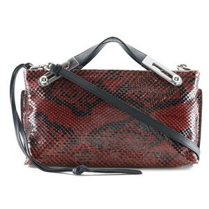 LOEWE Missy Handbag Python Calfskin Red Black Crossbody Zipper